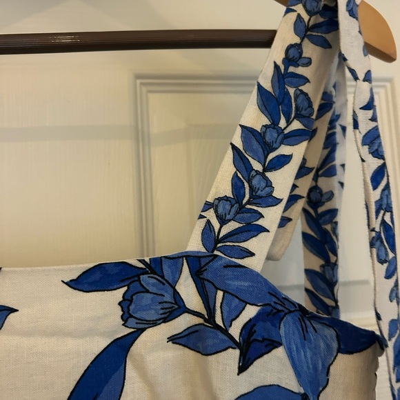 NWT CALYPSO‎ ST. BARTH Linen Blend Beaded Strap Placed Print Midi Dress SZ S - Picture 8 of 16